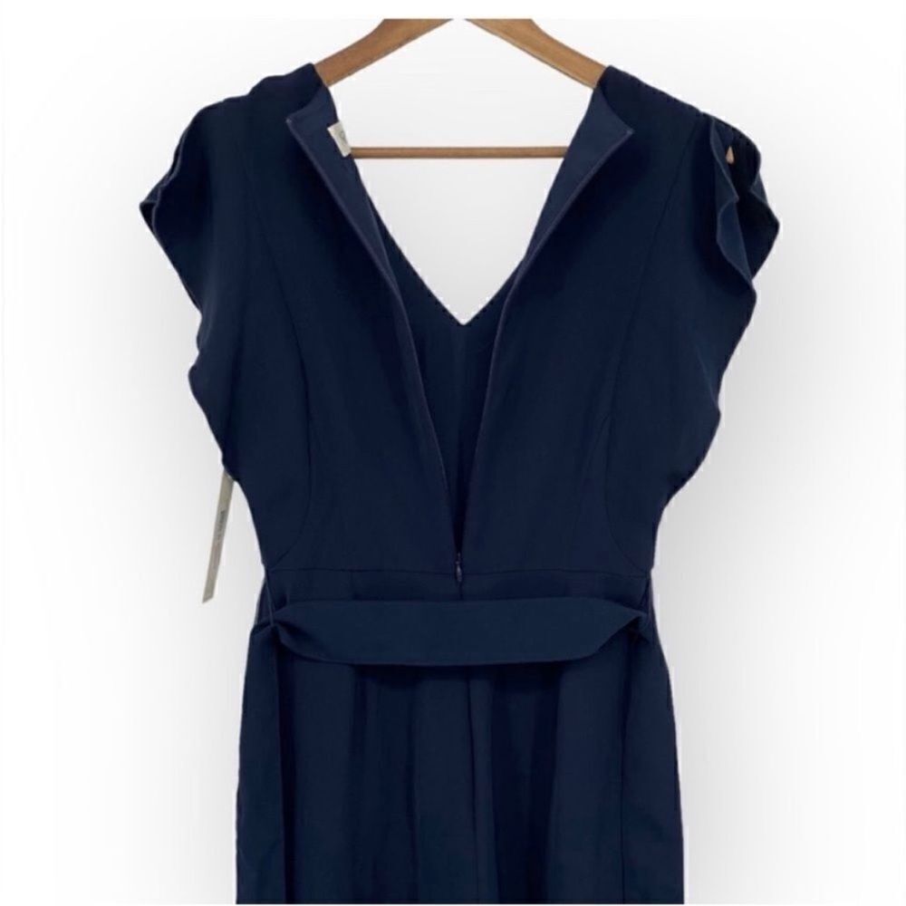 ELIZA J NWT Flutter Sleeve Crepe V Neck Wide Leg
Jumpsuit Navy Size 2 - Picture 9 of 12